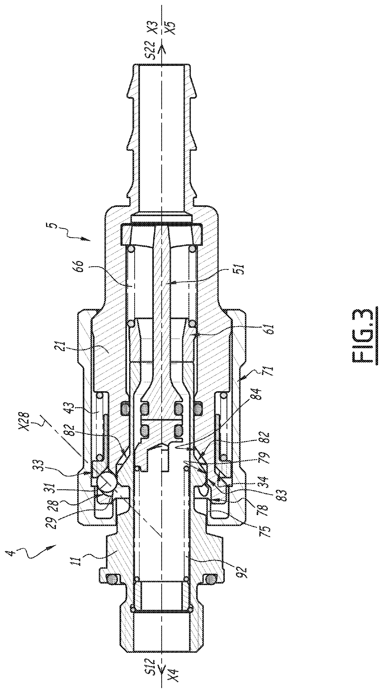 Female element and fluid connection