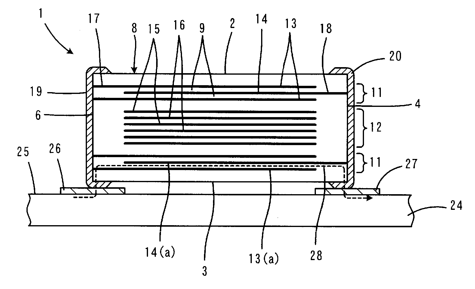 Monolithic capacitor and mounting structure thereof
