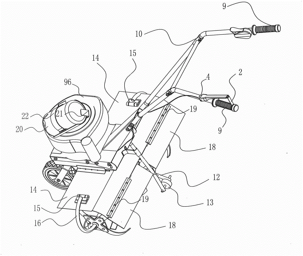 Improved rotary tiller with gas fuel tank engine