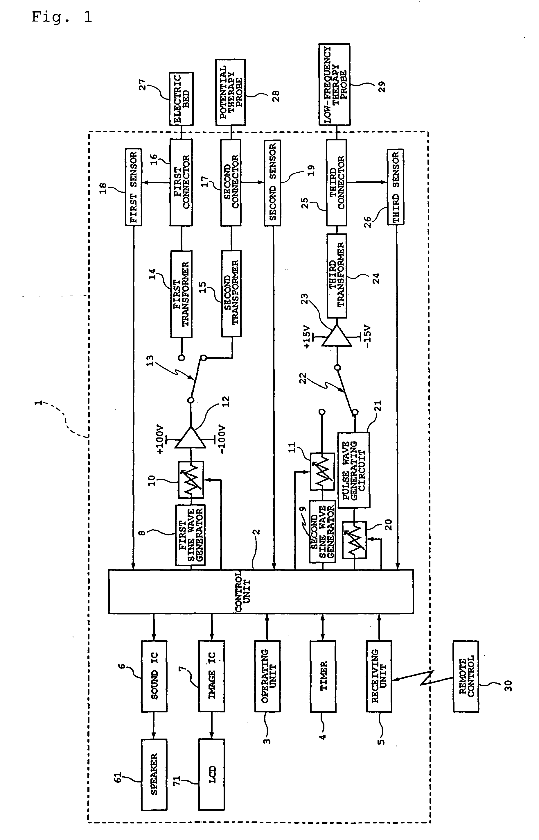 Potential therapy apparatus and combined electric therapy apparatus