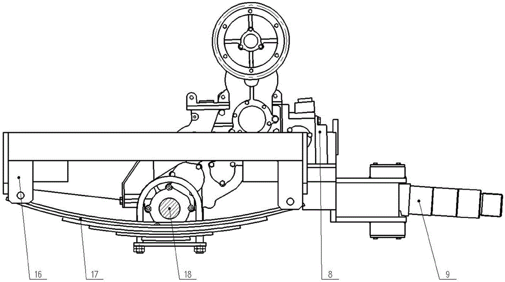 Four-wheel drive tractor with elastic suspension front axle