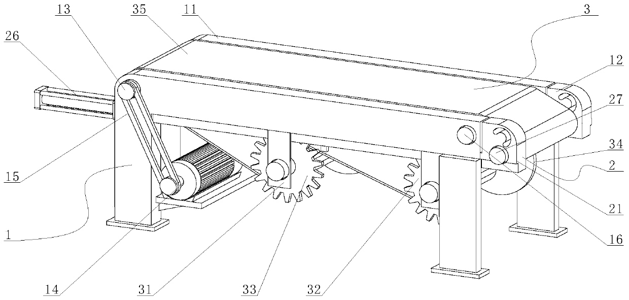 Telescopic conveyor with automatic belt length adjustment