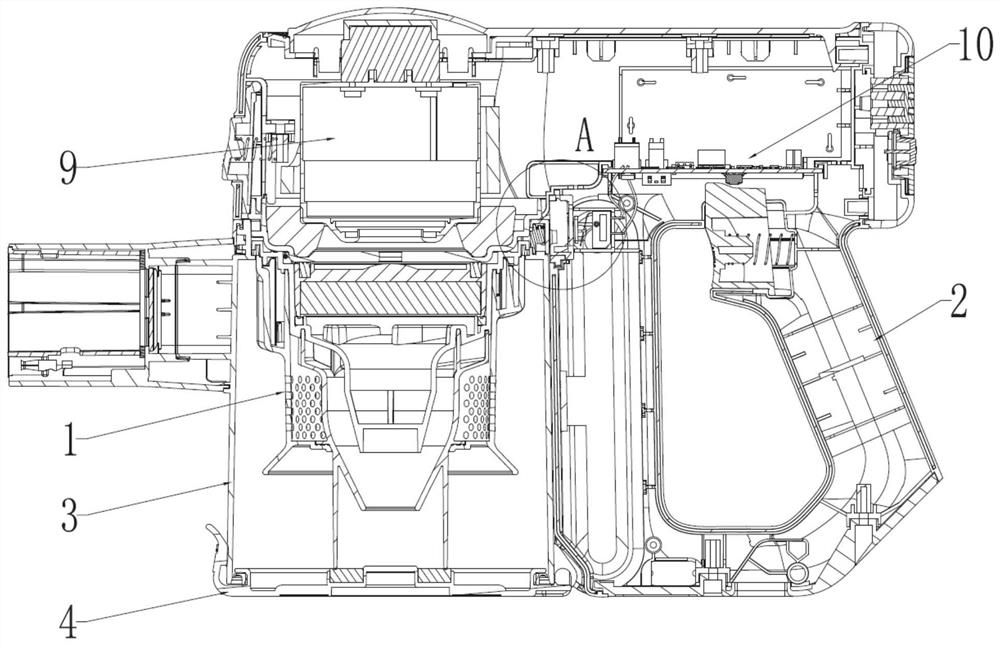 Dust cup disassembly and assembly trigger structure with energy-saving and consumption-reducing functions and dust collector