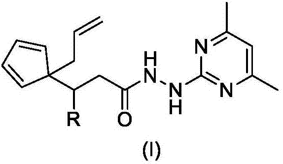 Compound having allyl and propanohydrazide pyrimidine structure at terminal, preparation method and application of compound