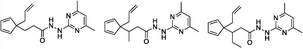 Compound having allyl and propanohydrazide pyrimidine structure at terminal, preparation method and application of compound