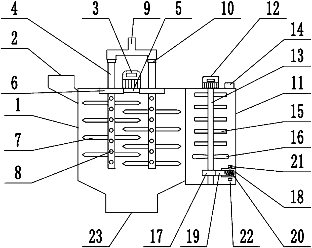 Soil pollution control equipment with dual stirring mechanisms