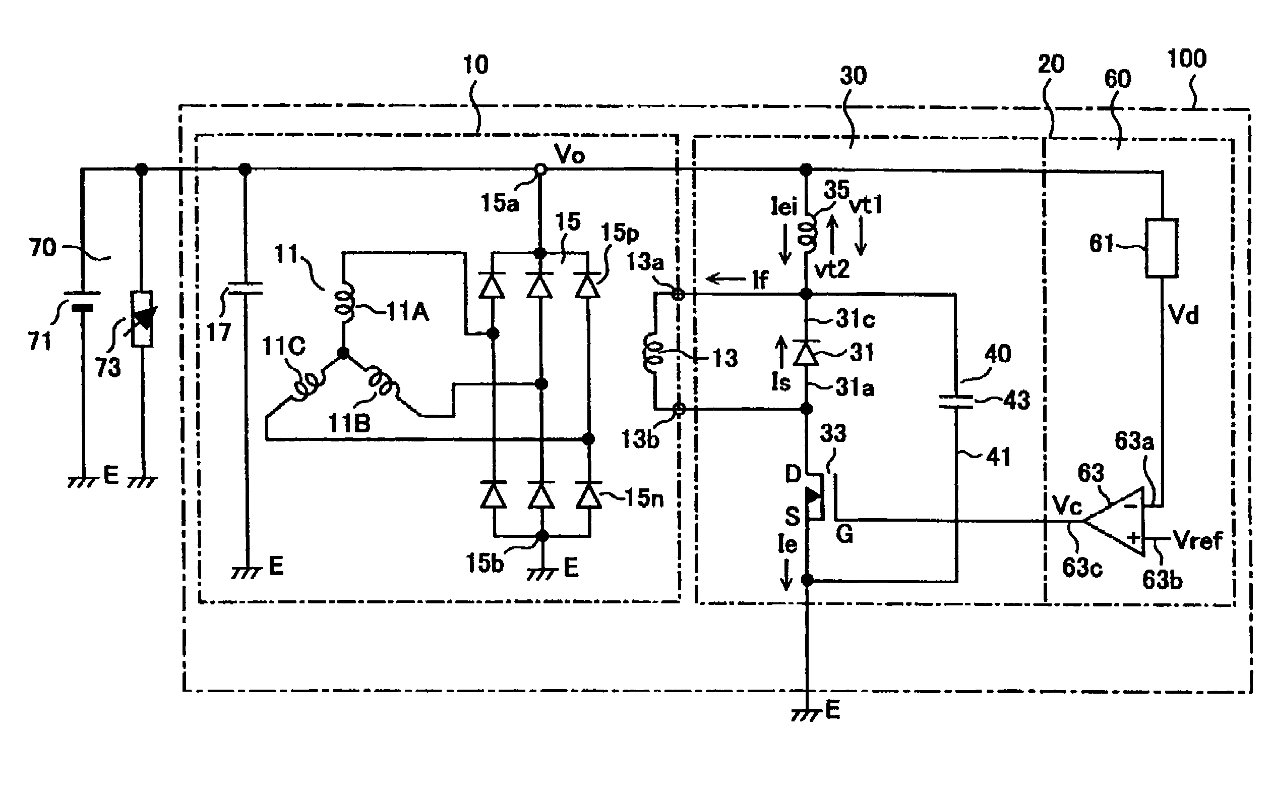 Output voltage controller for AC vehicle generator