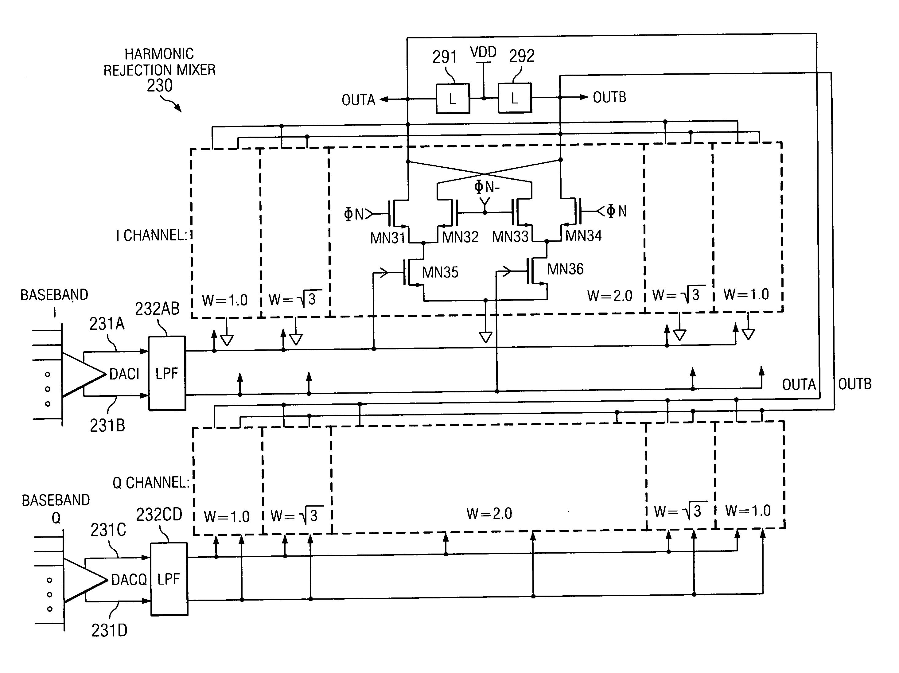 Current interpolation in multi-phase local oscillator for use with harmonic rejection mixer