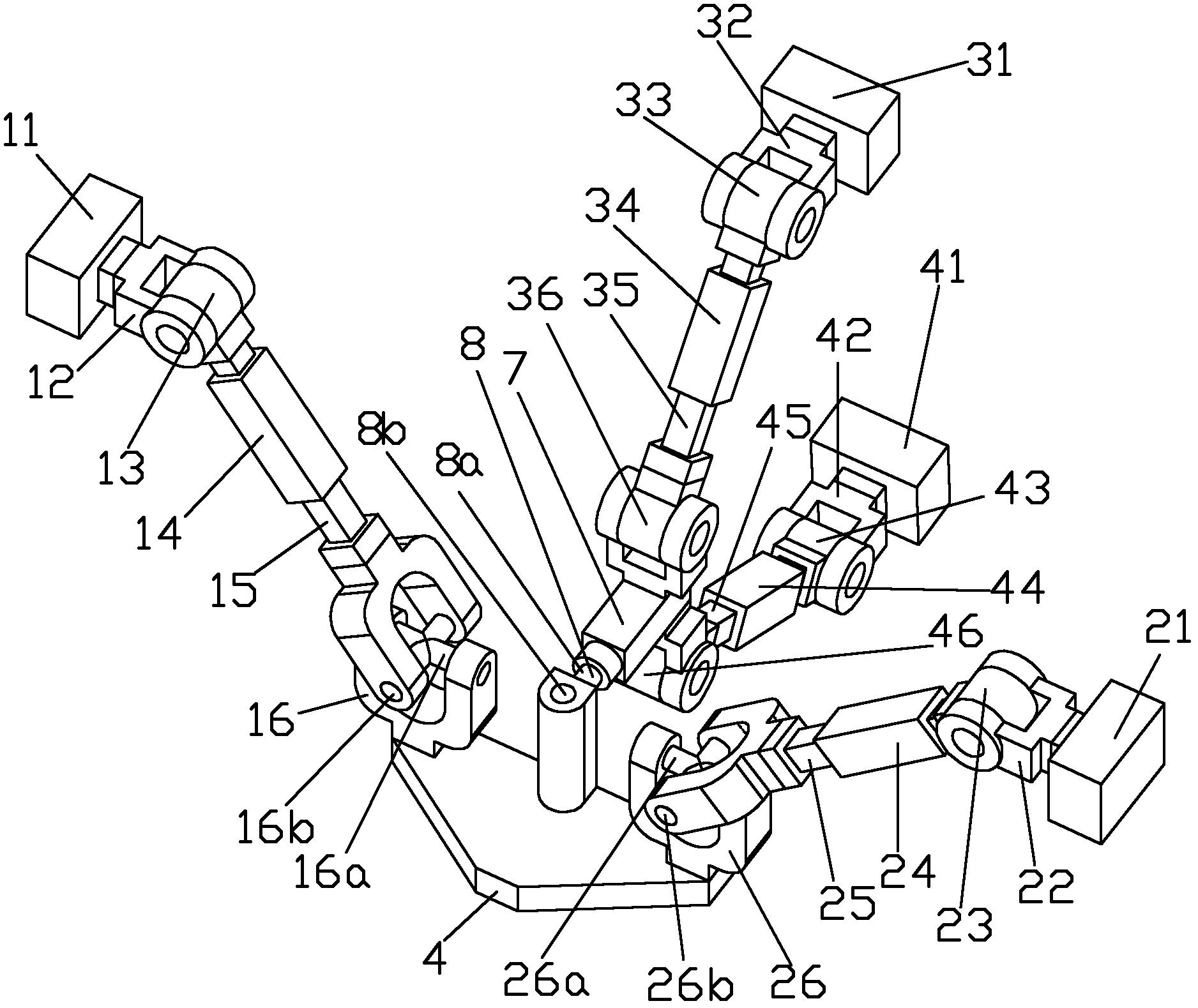High-rigidity redundantly-actuated three-degree-of-freedom parallel mechanism