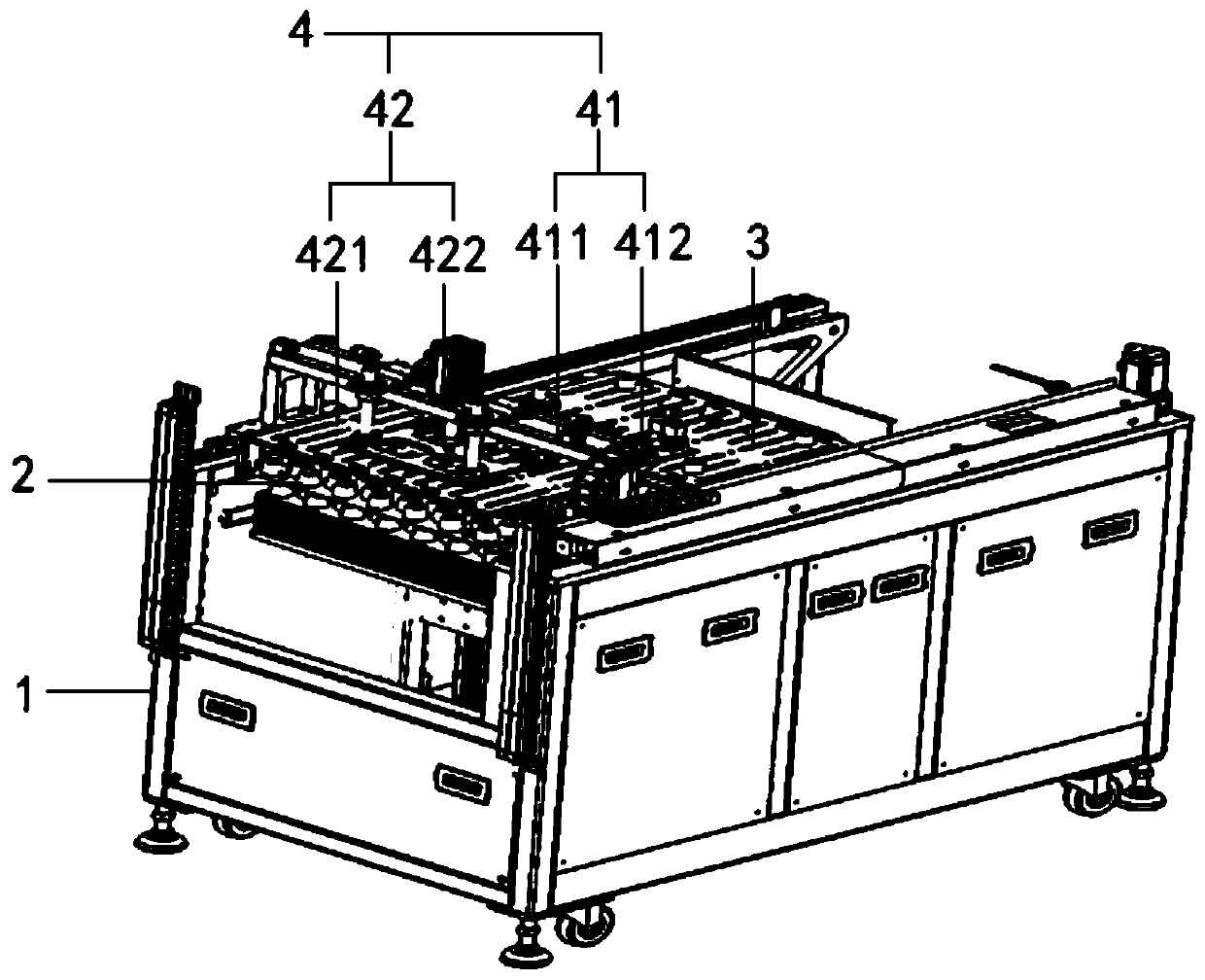 Distribution table for plastic trays