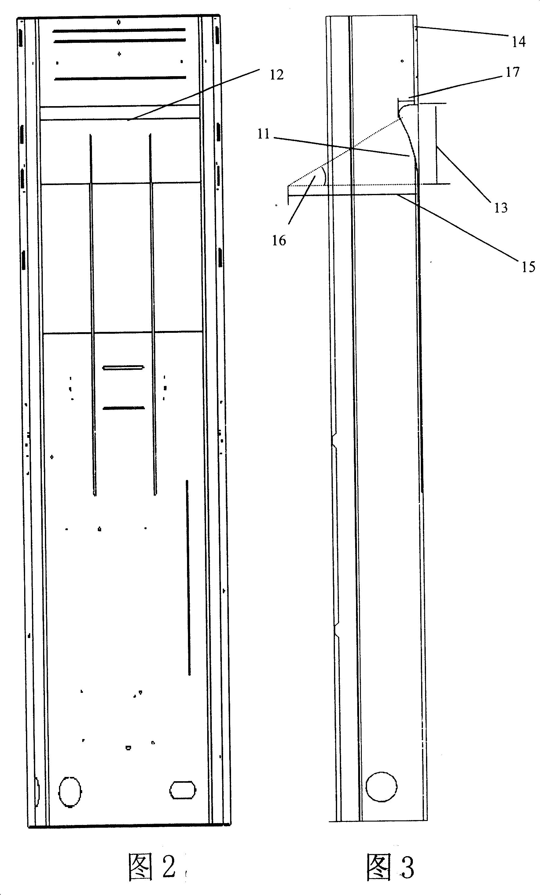 Rear cover plate structure of indoor machine for cabinet air conditioner