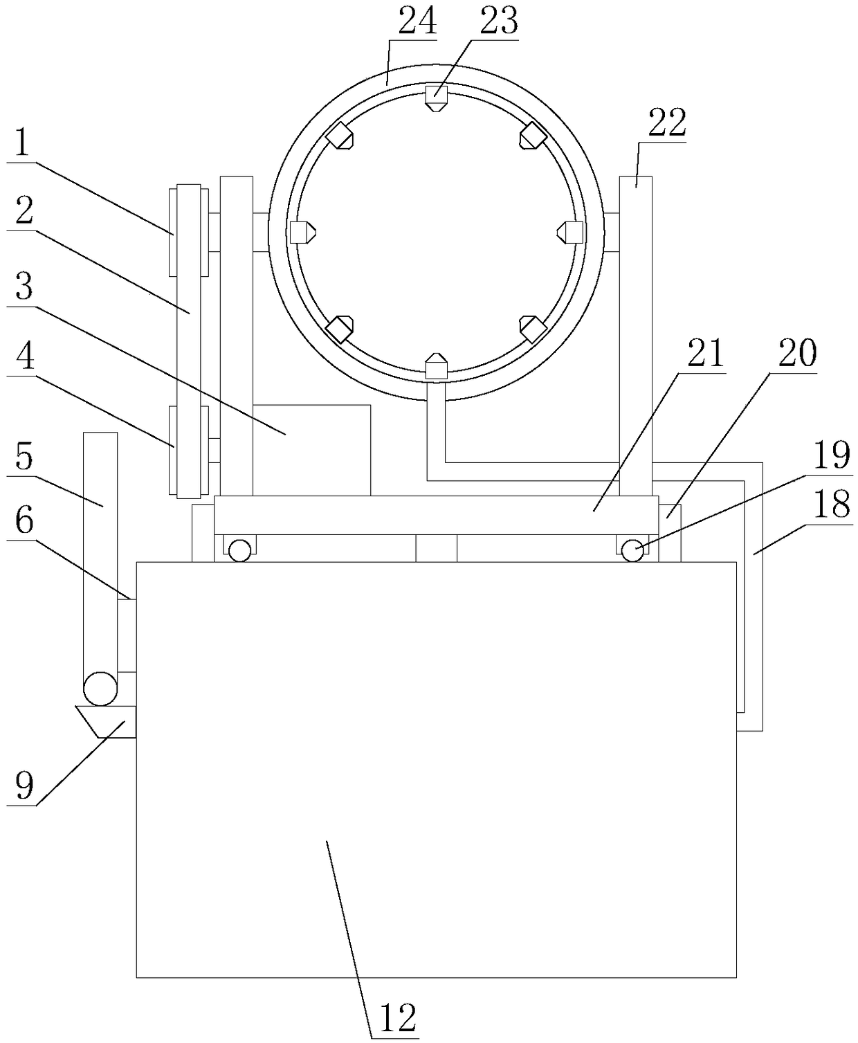 Fugitive dust treatment device with controllable purification scope