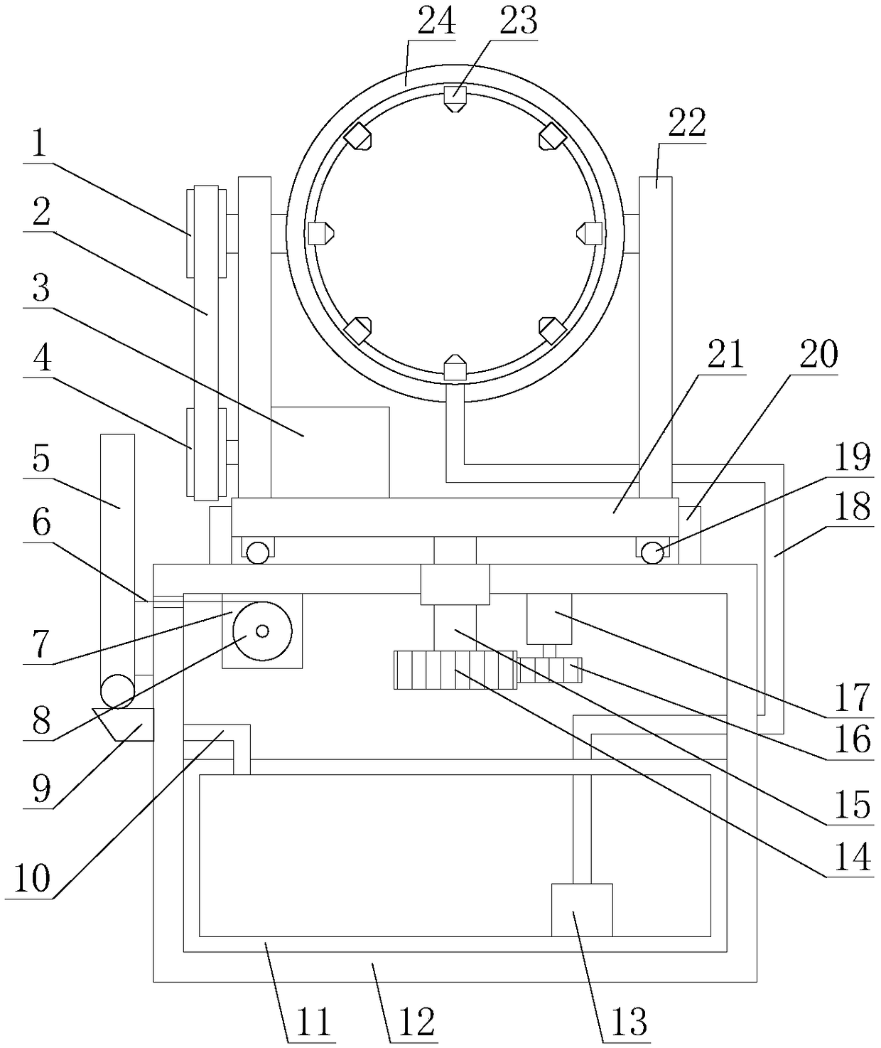 Fugitive dust treatment device with controllable purification scope