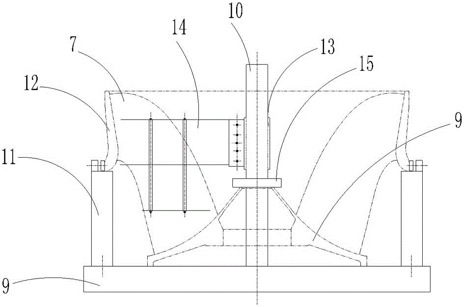 Welding positioning device for mixed francis turbine runner vanes and positioning measuring method thereof