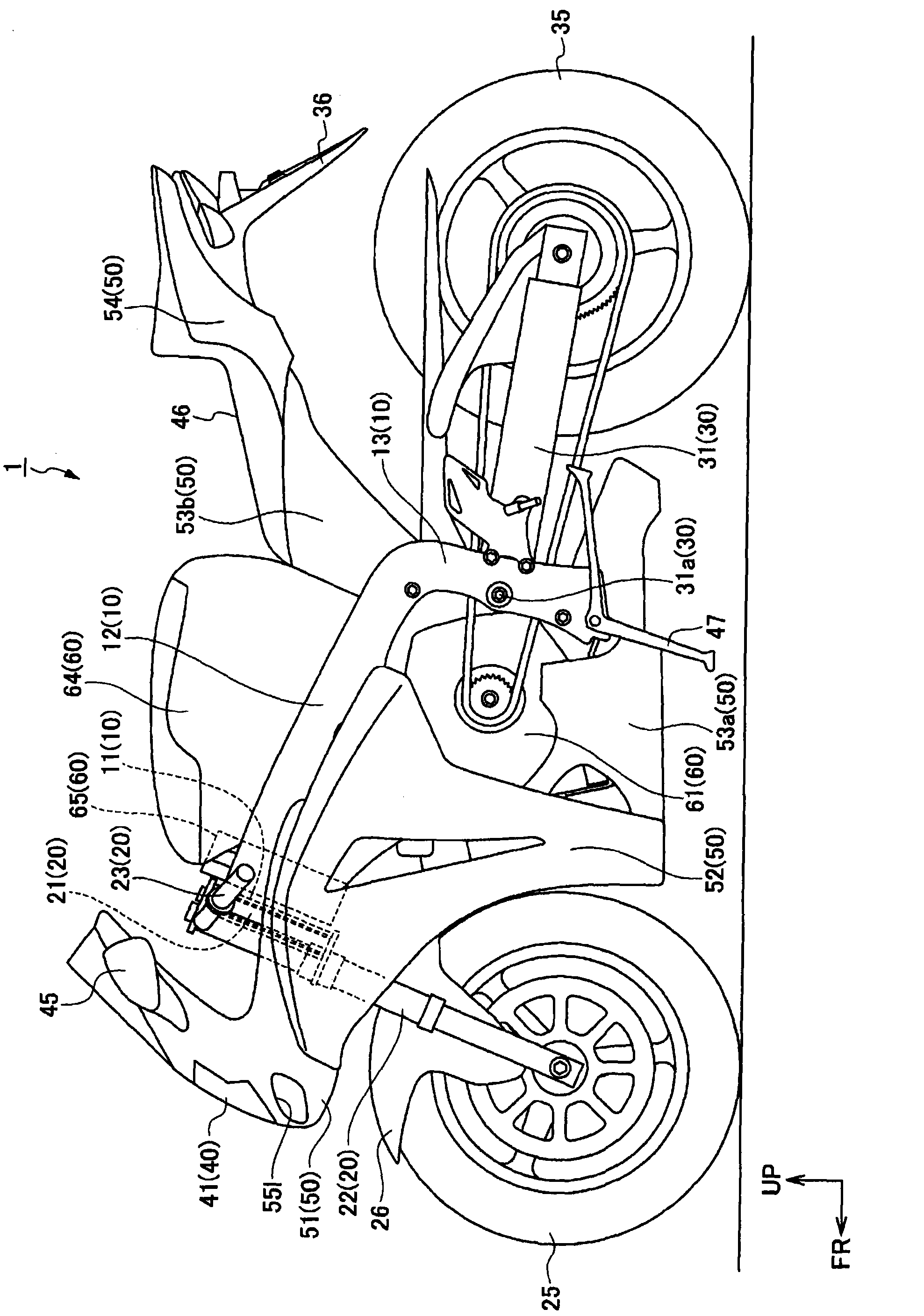Power connection part receiving structure for straddle type vehicle