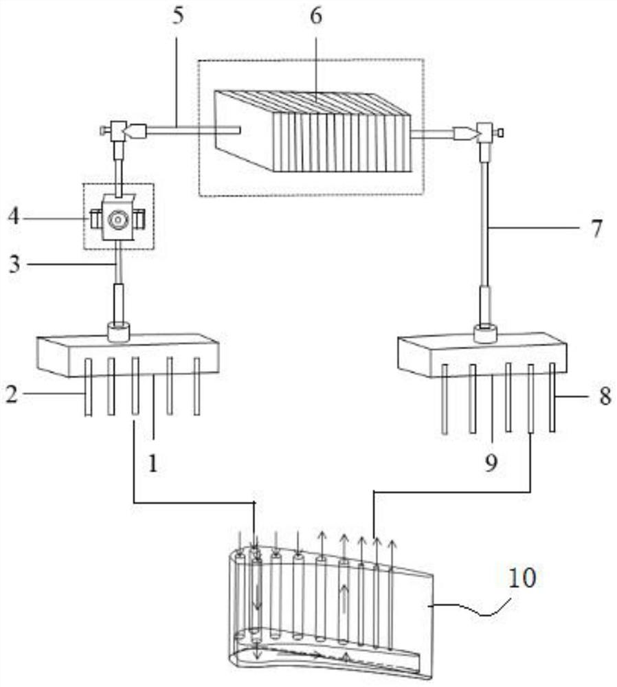 Turbine guider blade cooling device with low-melting-point metal as flowing working medium