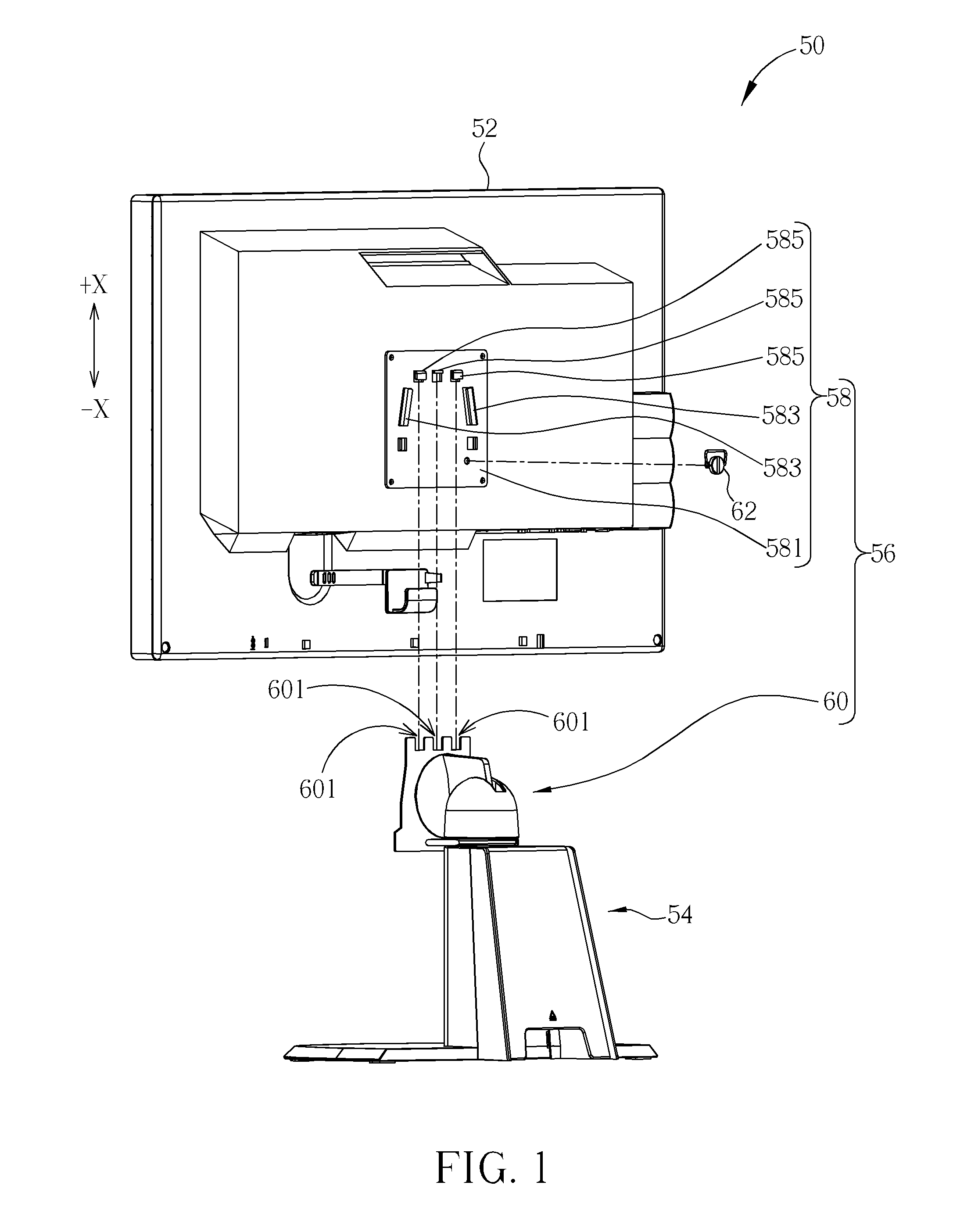 Monitor fixing mechanism for fixing a monitor and display device therewith