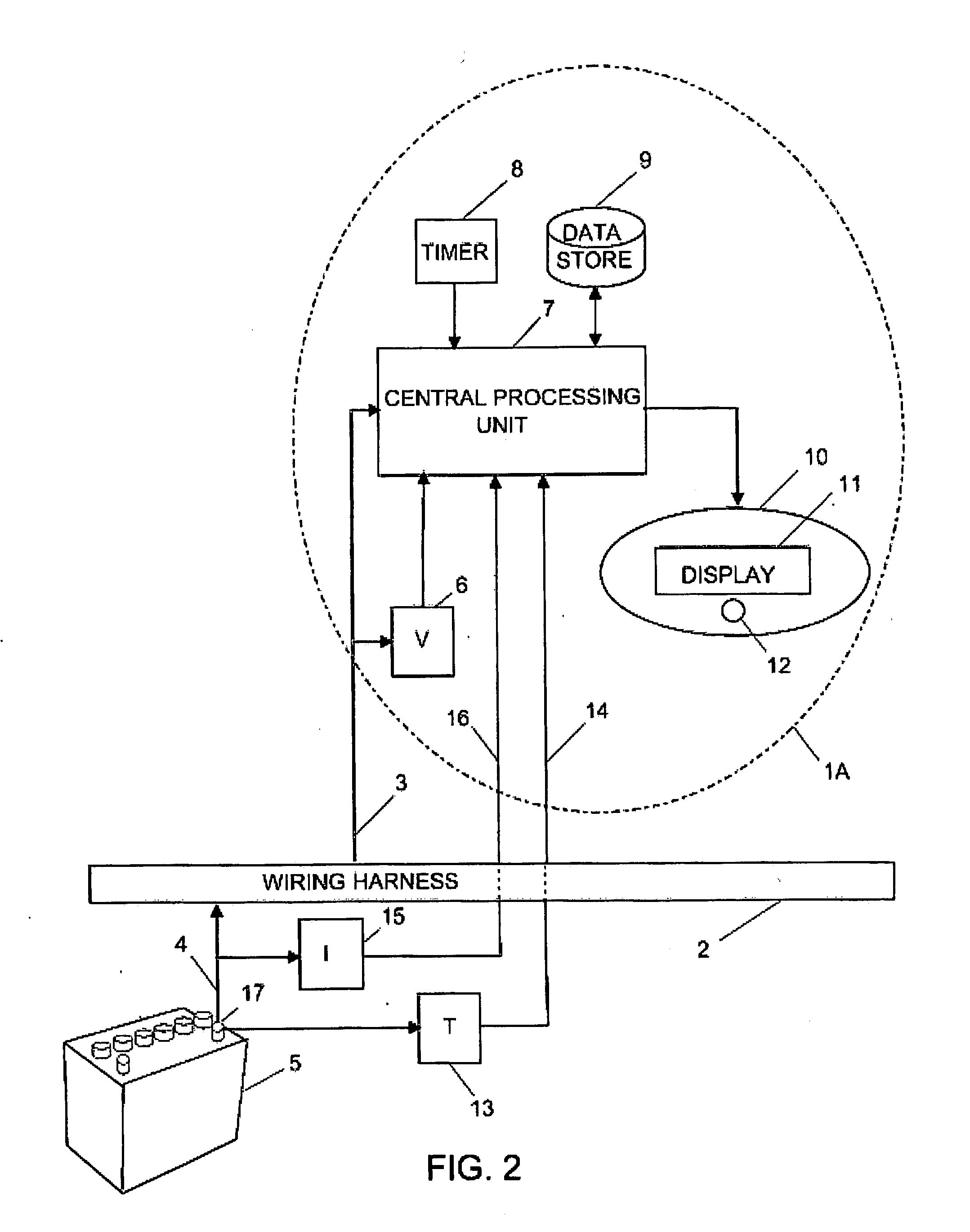 Battery monitor system attached to a vehicle wiring harness