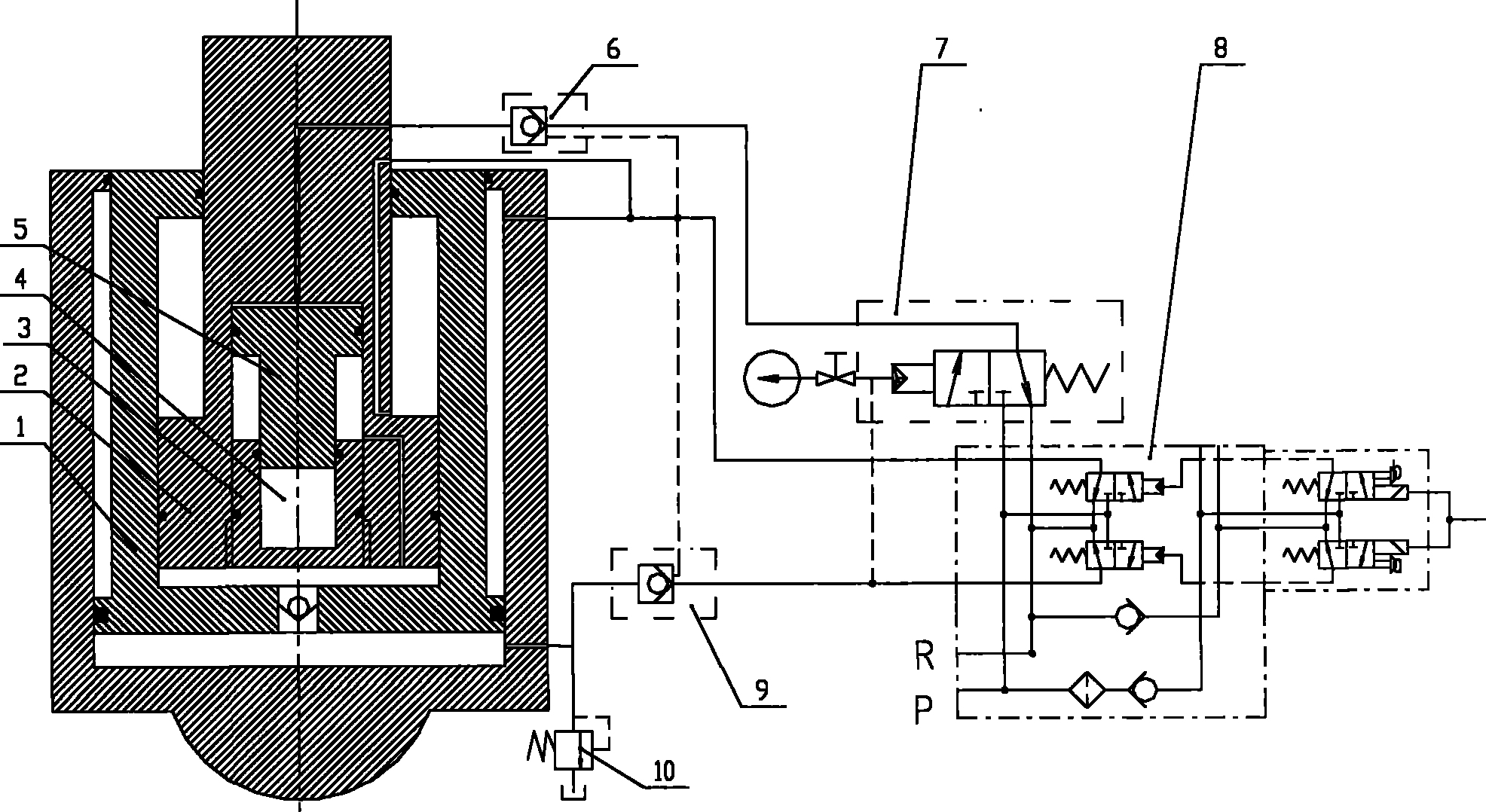 Vertical column and its inner pressurization hydraulic support setting load hoisting system