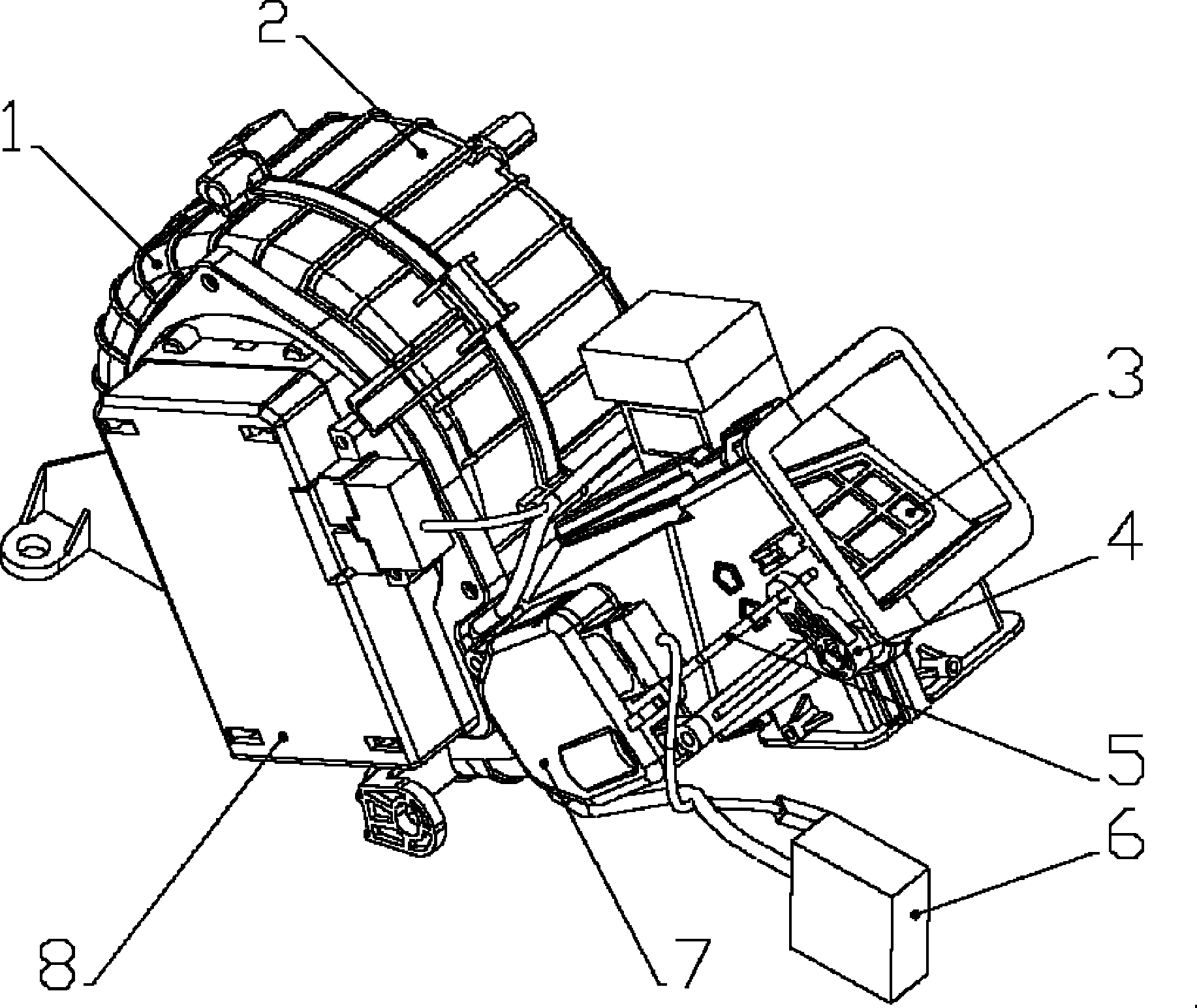 Back row air blowing mechanism for vehicle air conditioner