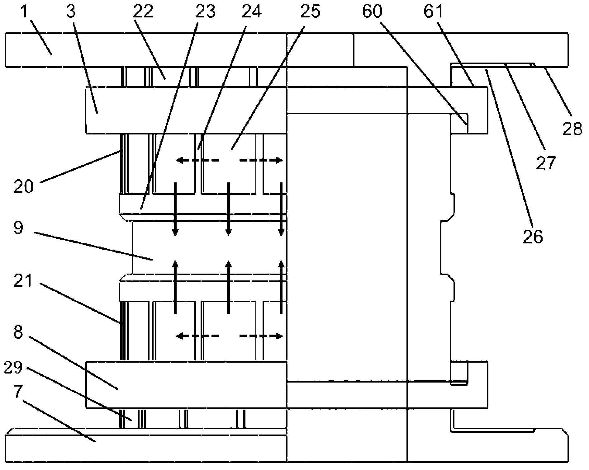 Large-scale surface throttling self-compensating ultra-precise liquid change table