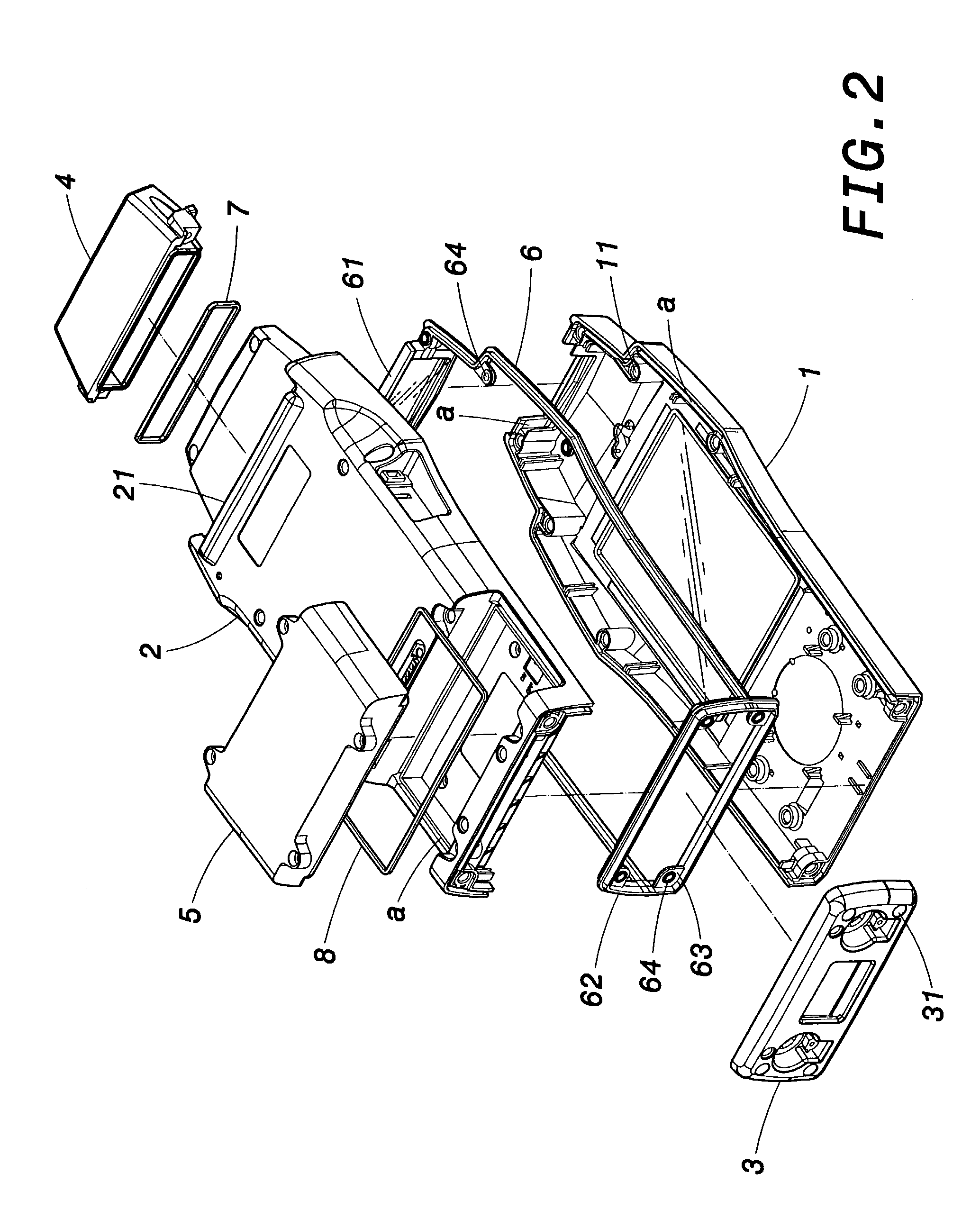 Waterproof structure of handheld electronic device
