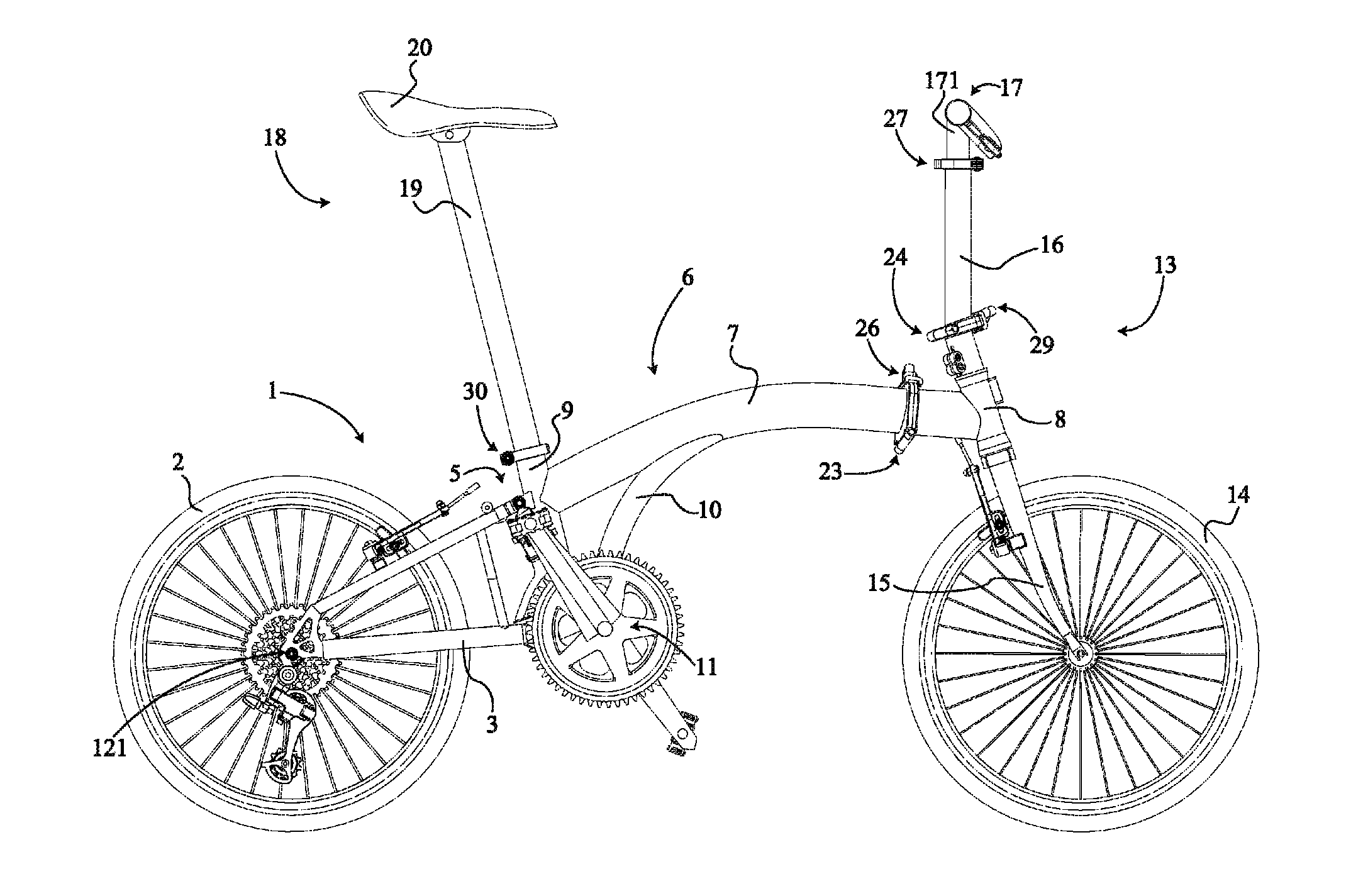 Folding bicycle assembly