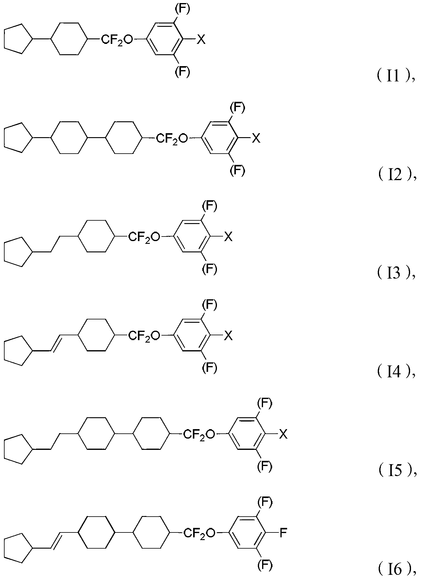 Liquid crystal compound containing difluoro-methylene key bridge, preparation method thereof and composition containing liquid crystal compound