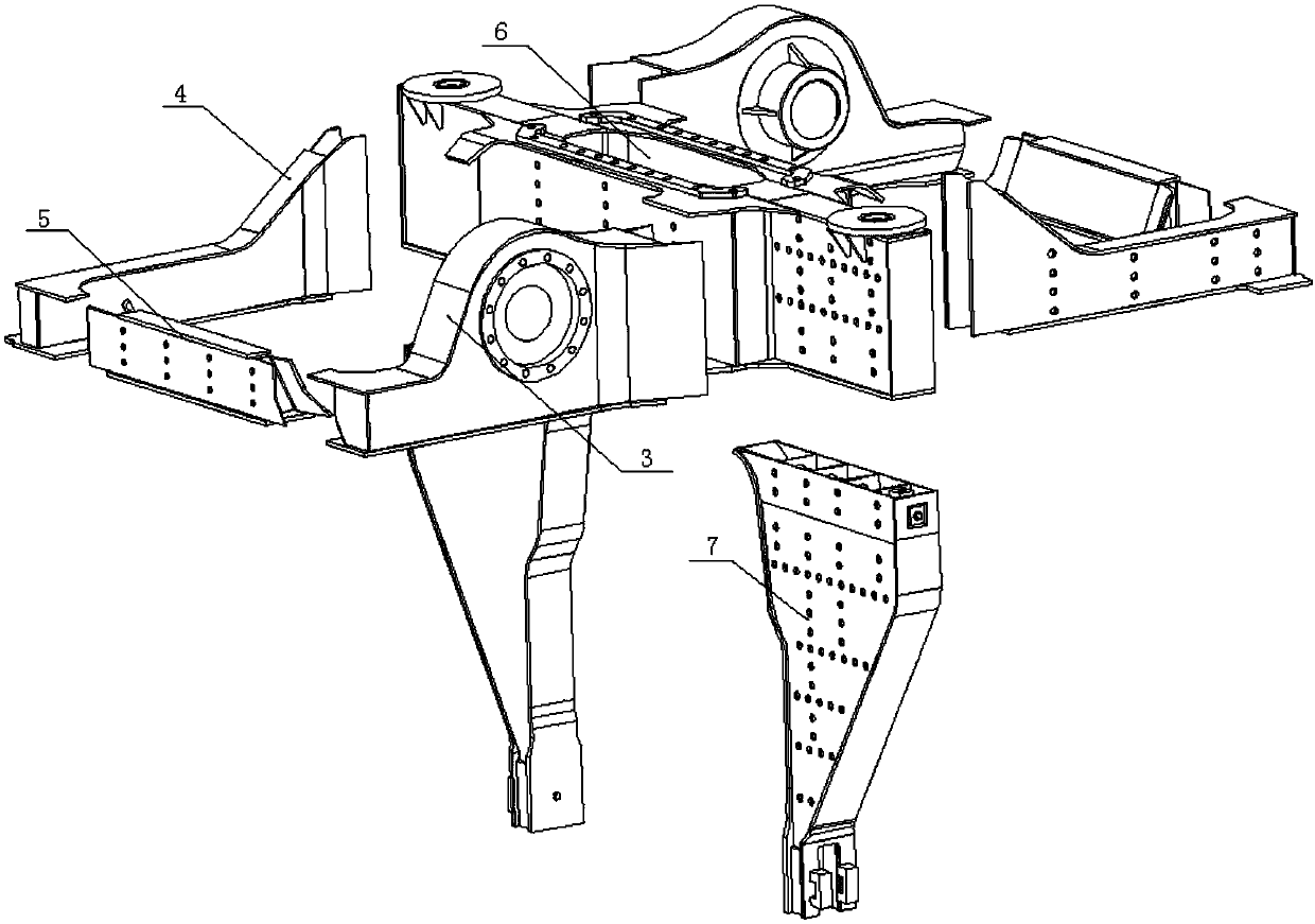 Straddling type monorail frame and assembly welding process method thereof