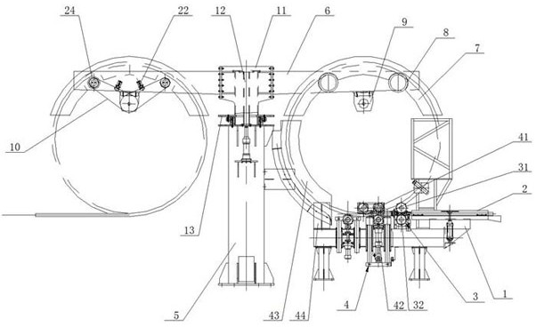 Vertical coiling device for high-precision copper pipe take-up and pay-off processing