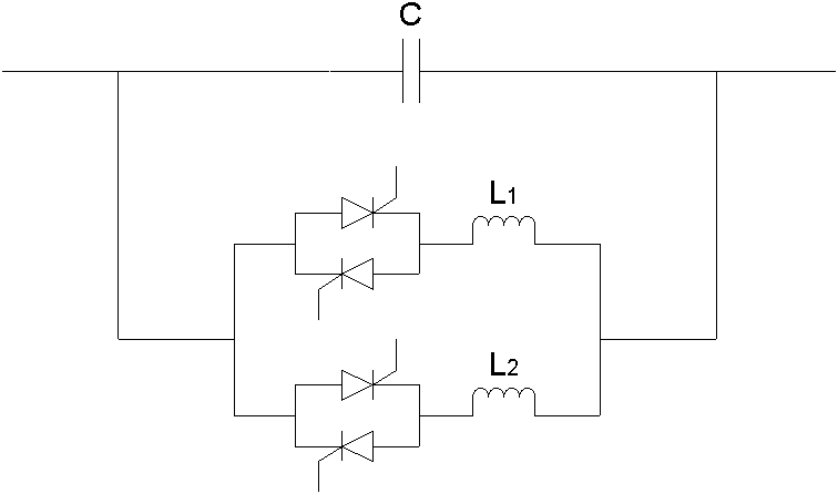 Control method of controllable series compensation device based on parallel connection of double TCR (Thyristor Controlled Reactor) branch circuits