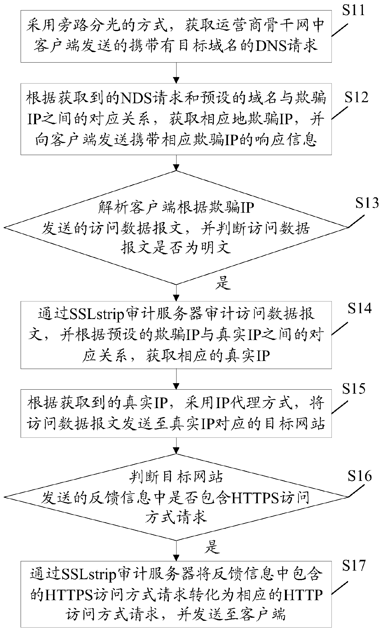 HTTPS data flow audit method and system for carrier backbone network