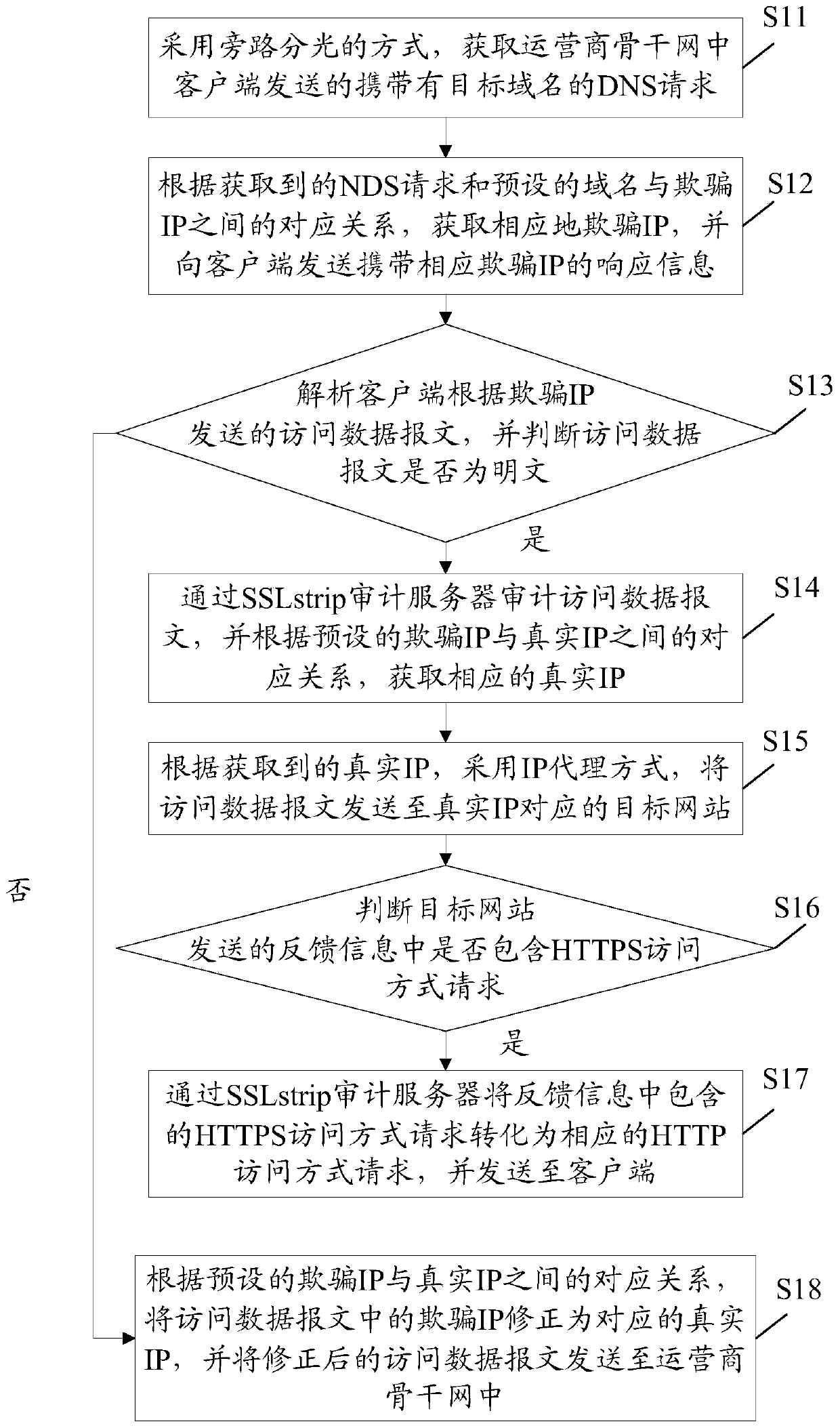 HTTPS data flow audit method and system for carrier backbone network