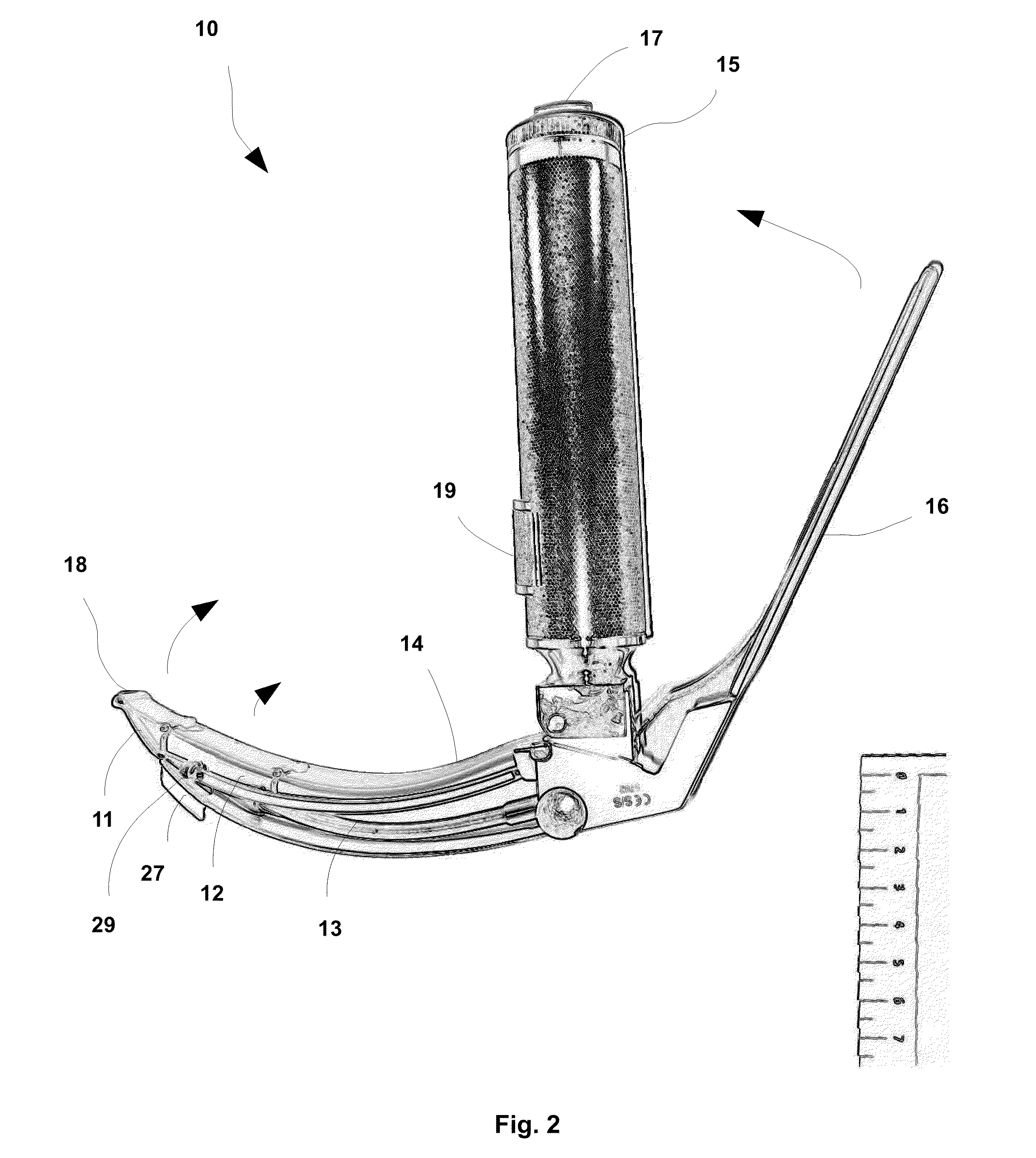 Laryngoscope, comprising a set of magnetic elements