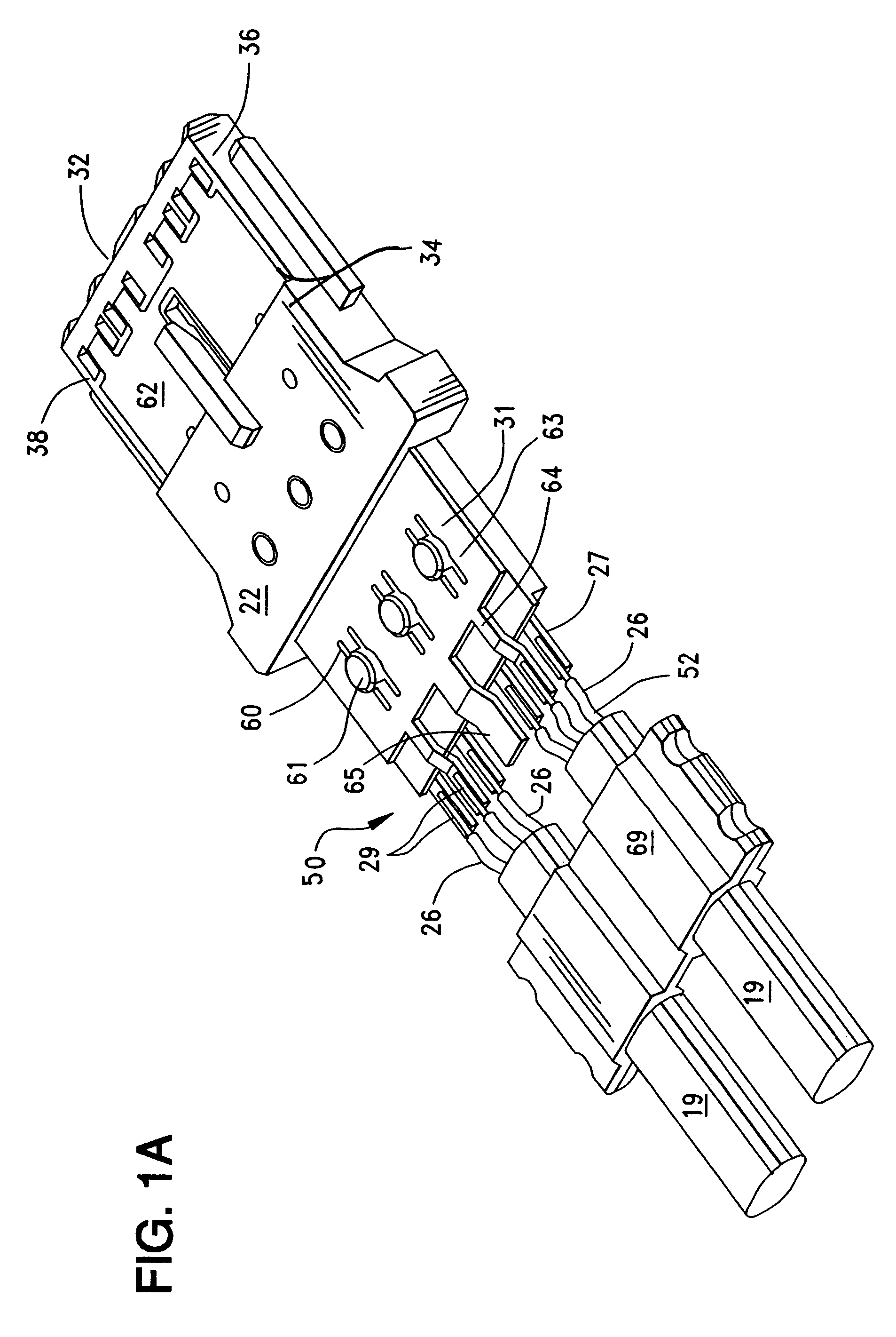 Cable connector with shielded termination area