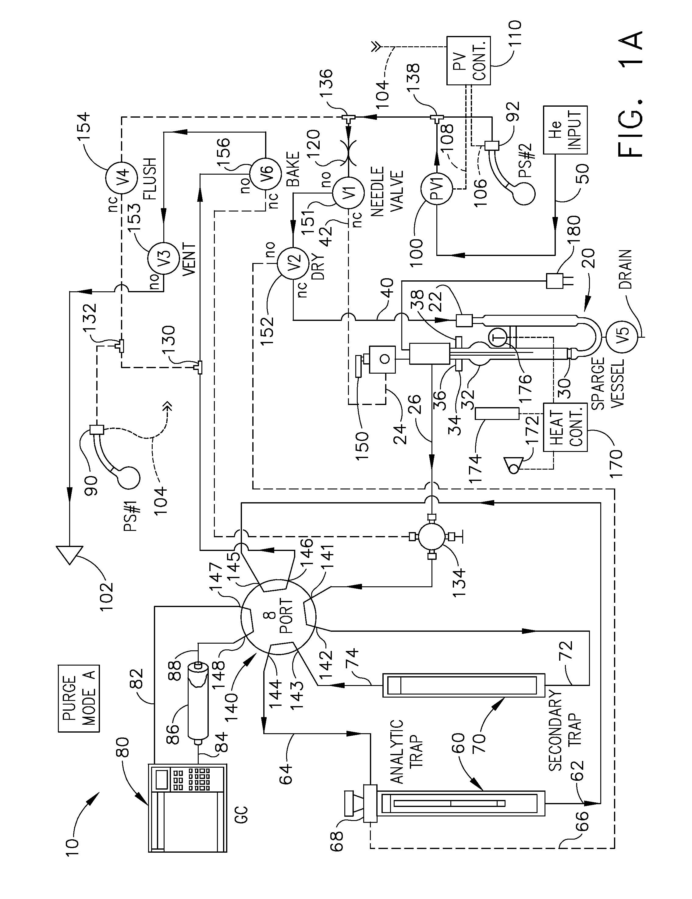 Analytical chemical sampling system with sparge vessel
