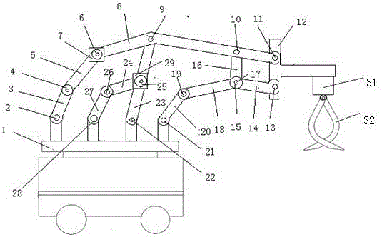 Connecting rod mechanism driven by servo motor and having variable mobility