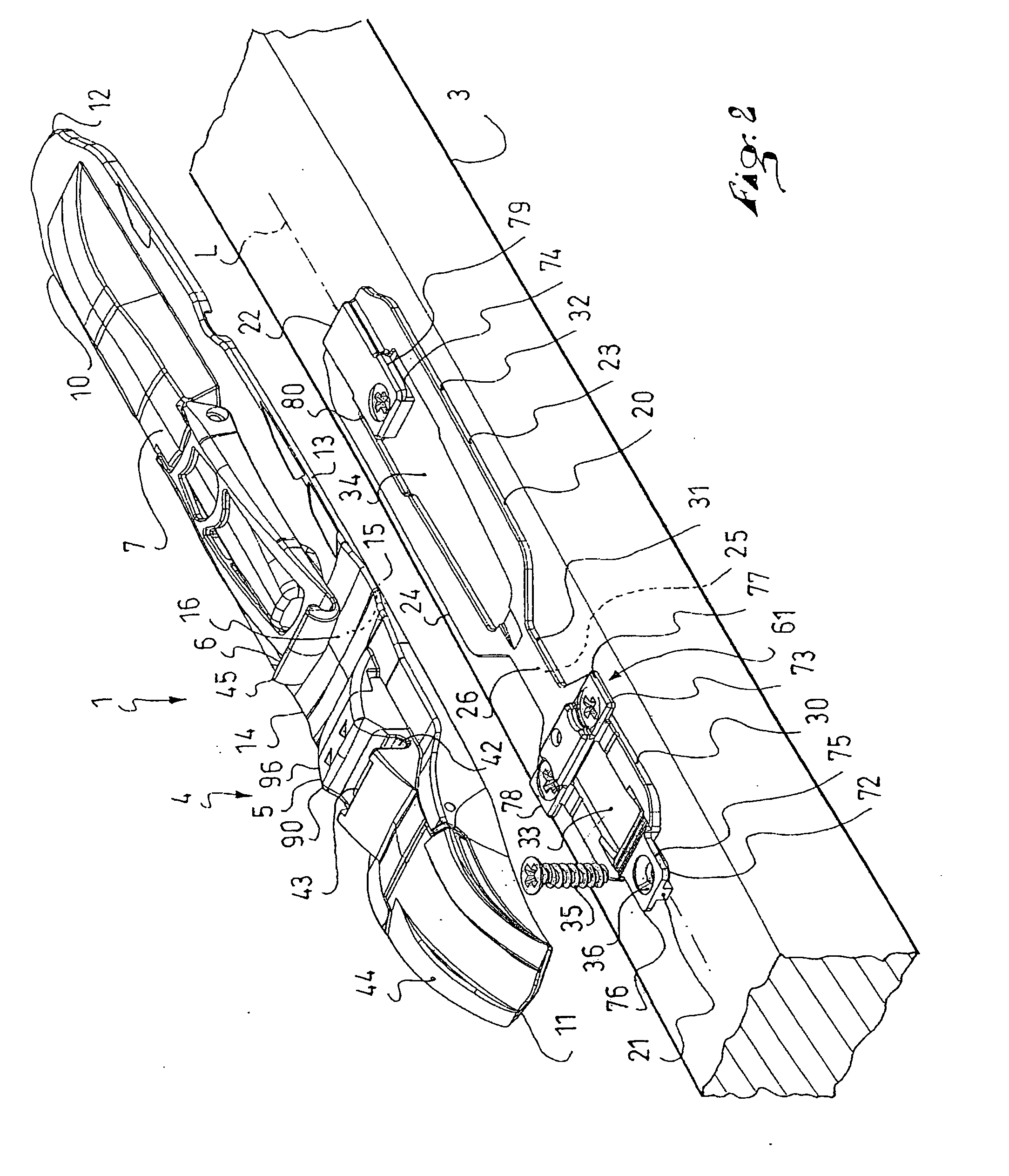 Assembly including a device for removably affixing a base to a plate