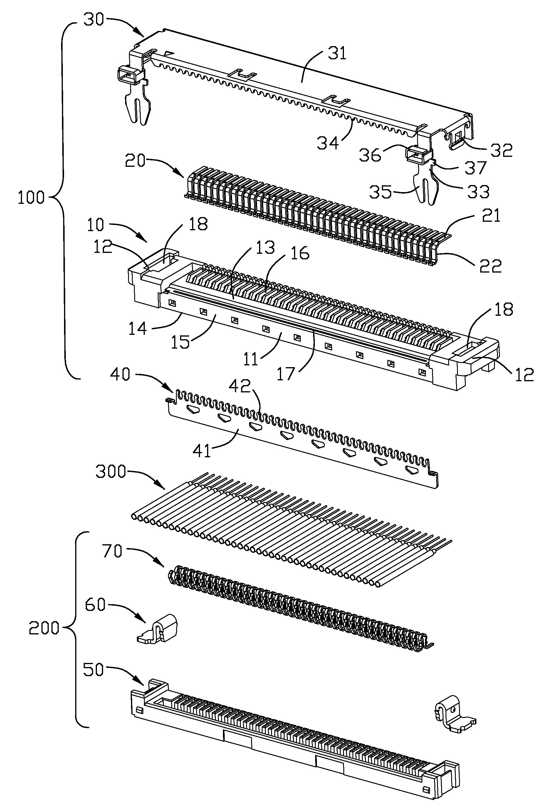 Cable assembly having hold-down arrangement