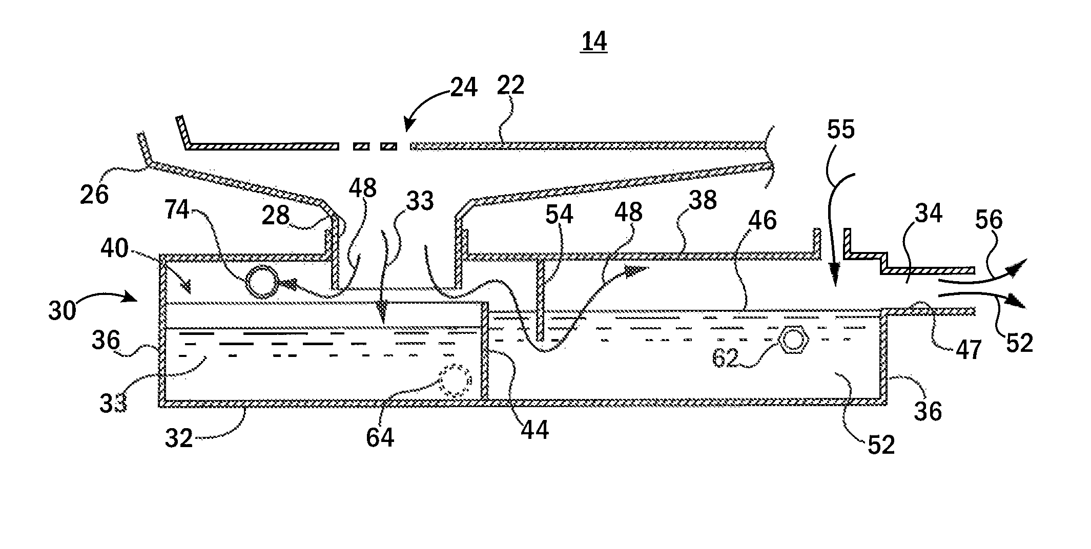 Grease handling apparatus for closed system oven
