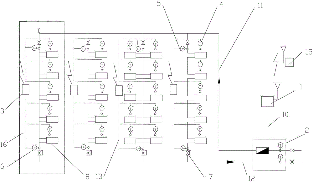 Method for measuring heat consuming user heating load of vertical single tube cocurrent type system and heating metering distributing system of vertical single tube cocurrent type system