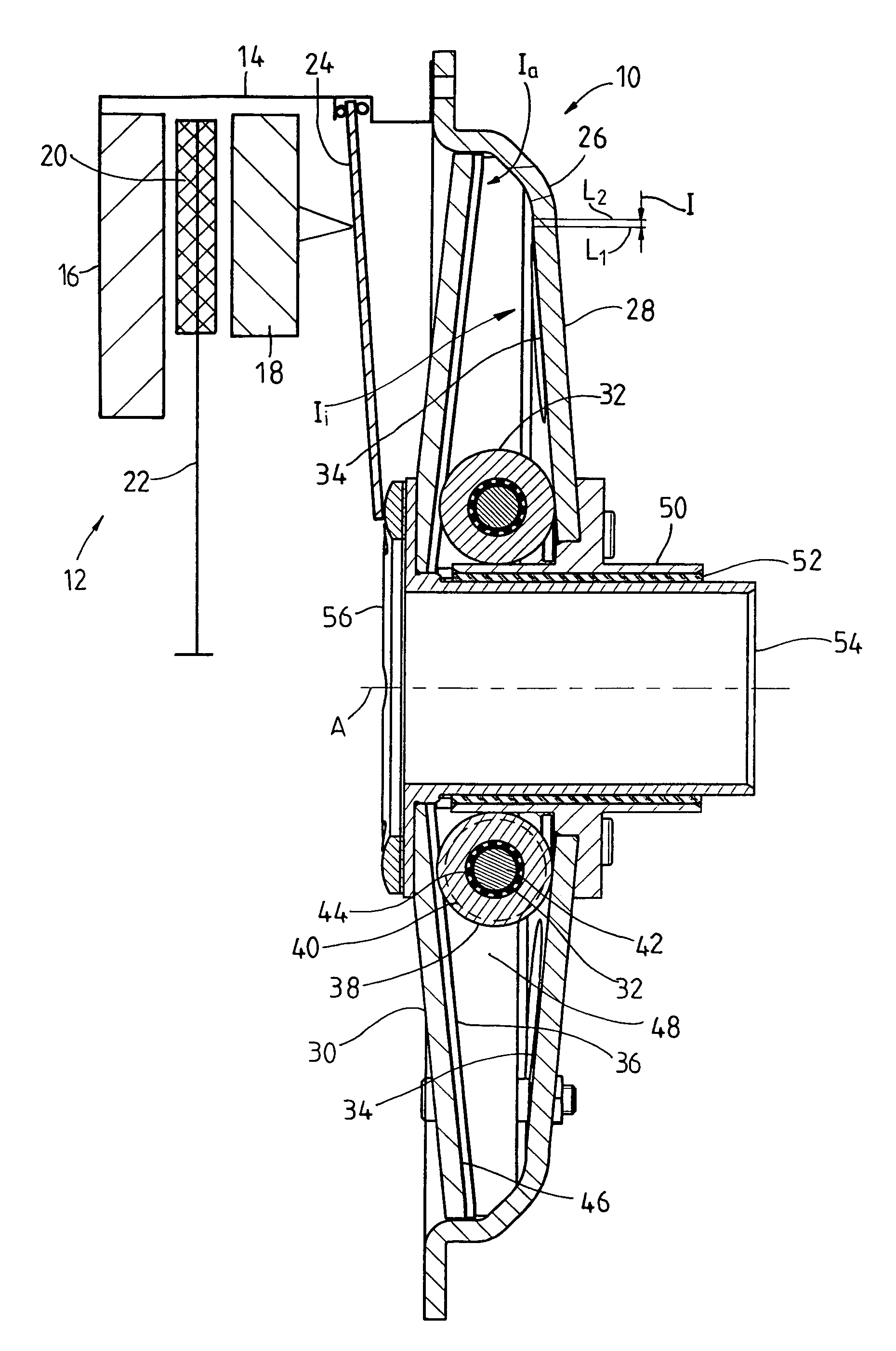 Arrangement for generating actuation force in a centrifugal clutch