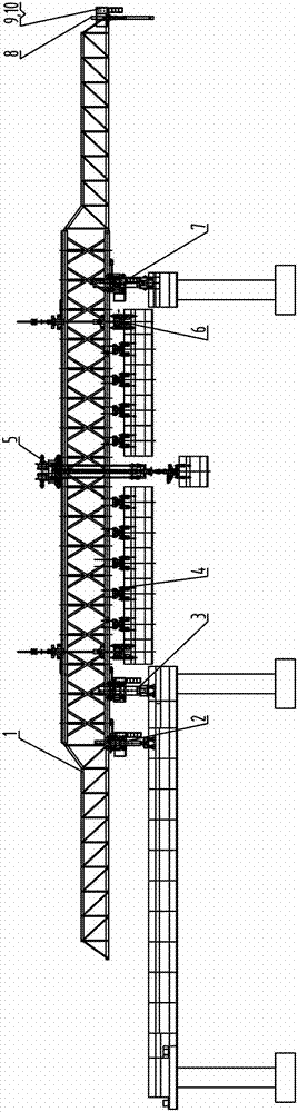 Section-assembling bridge girder erection machine suitable for erecting bridges with minimum curve radii