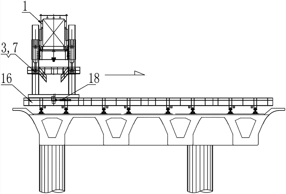Section-assembling bridge girder erection machine suitable for erecting bridges with minimum curve radii