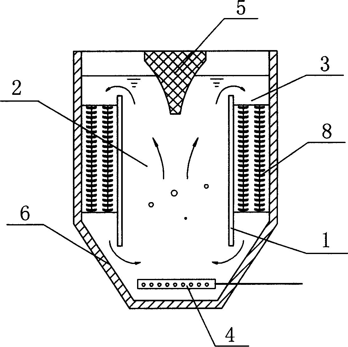 Airlift inner circulation sewage treating process and apparatus