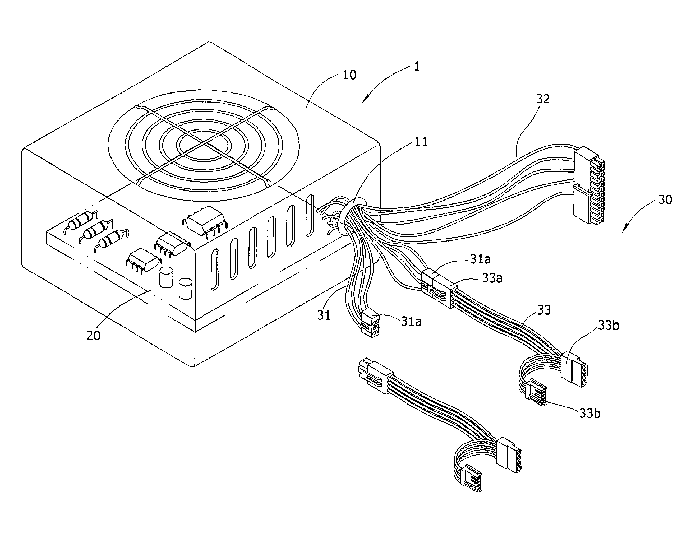Wire structure of a power supply