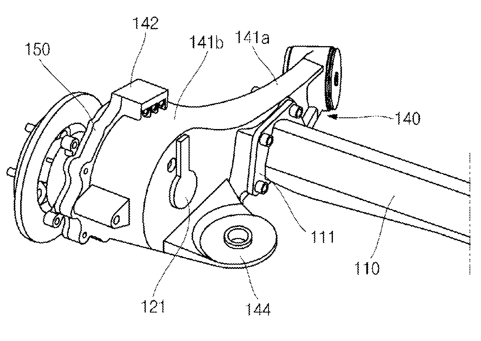Rear suspension mounting structure for electric vehicle