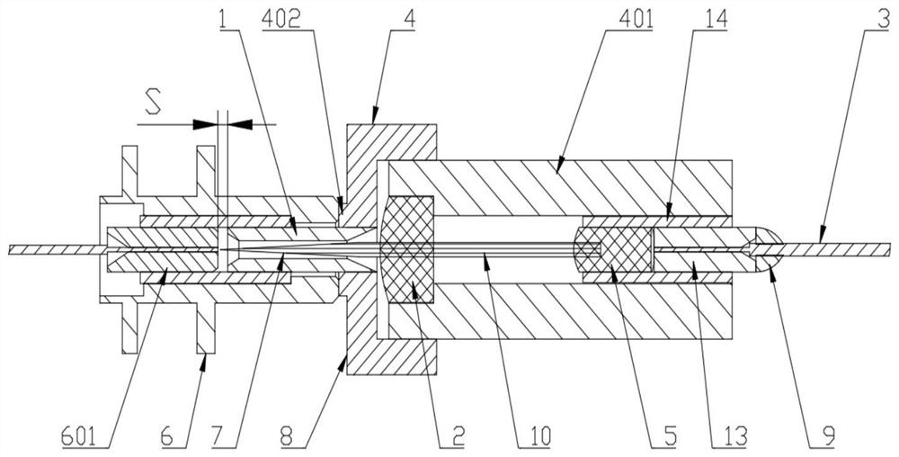 Long-focal-length non-contact test jumper device