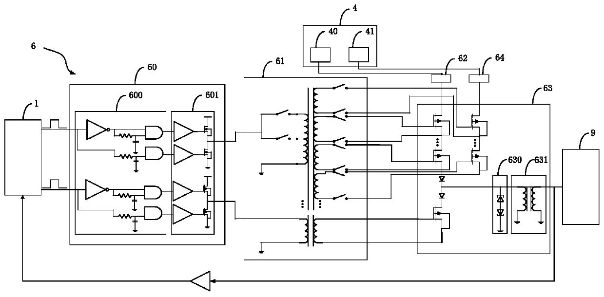 High-power self-adaptive ultrasonic pulse emission and nonlinear ultrasonic guided wave measurement device