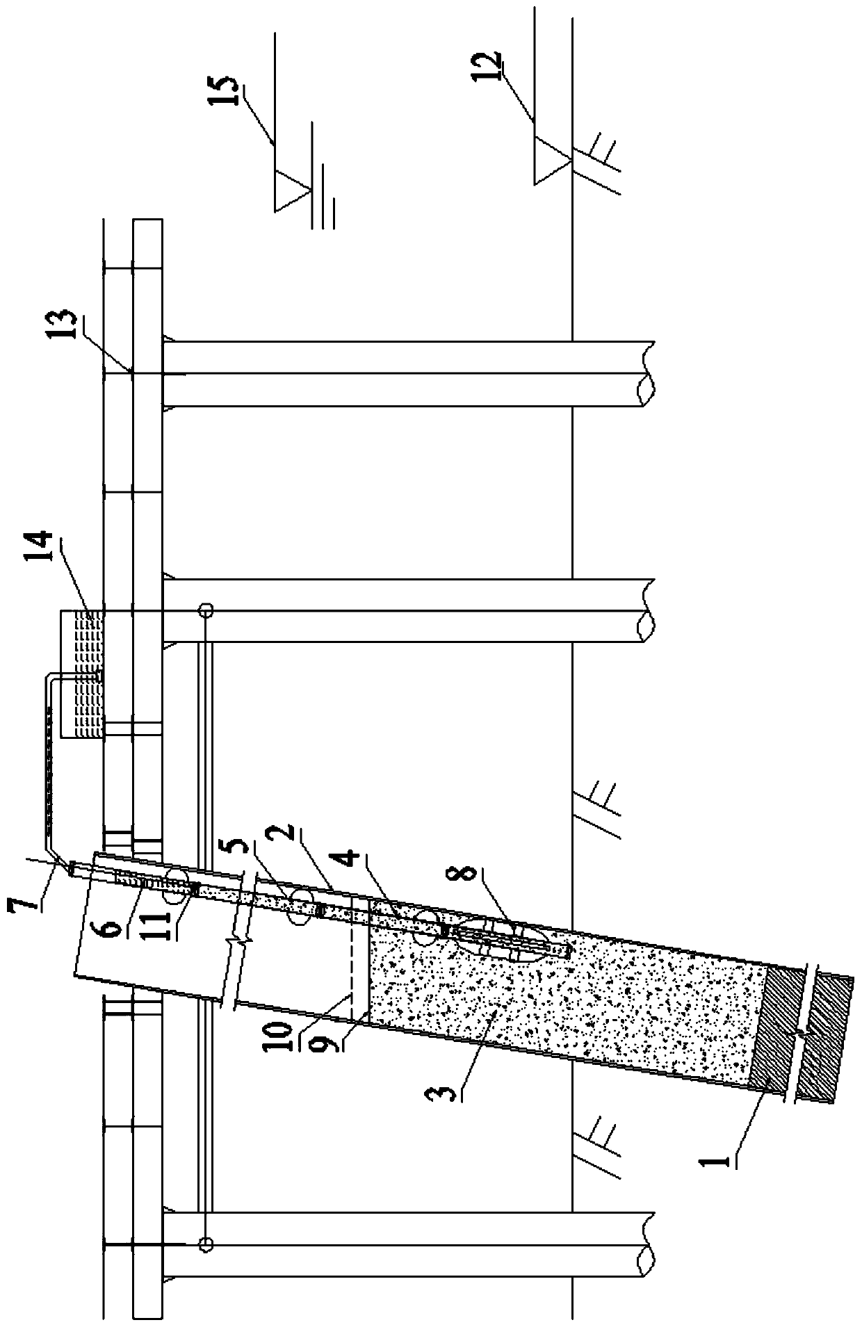 Concrete grouting construction device and method at the bottom of a steel pipe pile